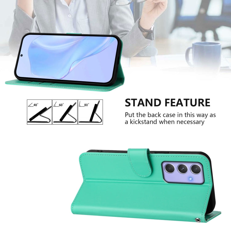 For Samsung Galaxy A54  5G Skin Feel Solid Color Leather Phone Case with Lanyard