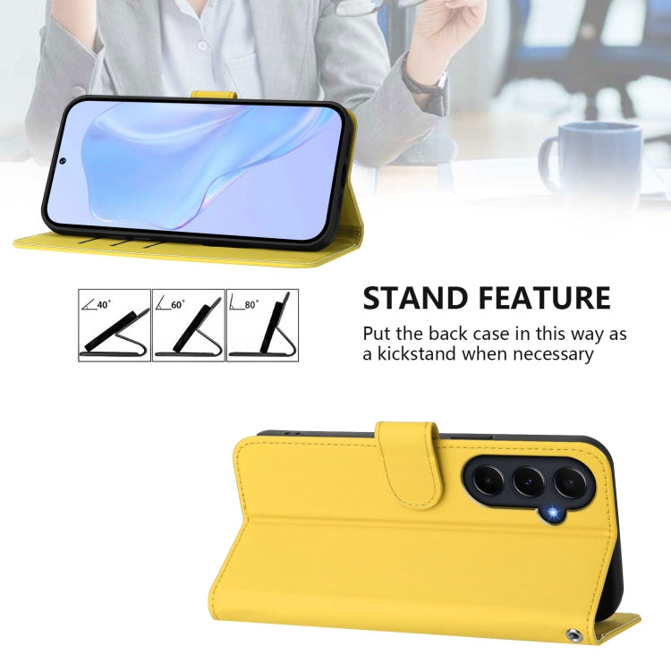 For Samsung Galaxy A55 5G Skin Feel Solid Color Leather Phone Case with Lanyard
