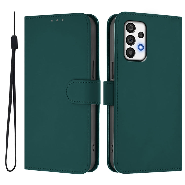 For Samsung Galaxy A72 5G / 4G Skin Feel Solid Color Leather Phone Case with Lanyard