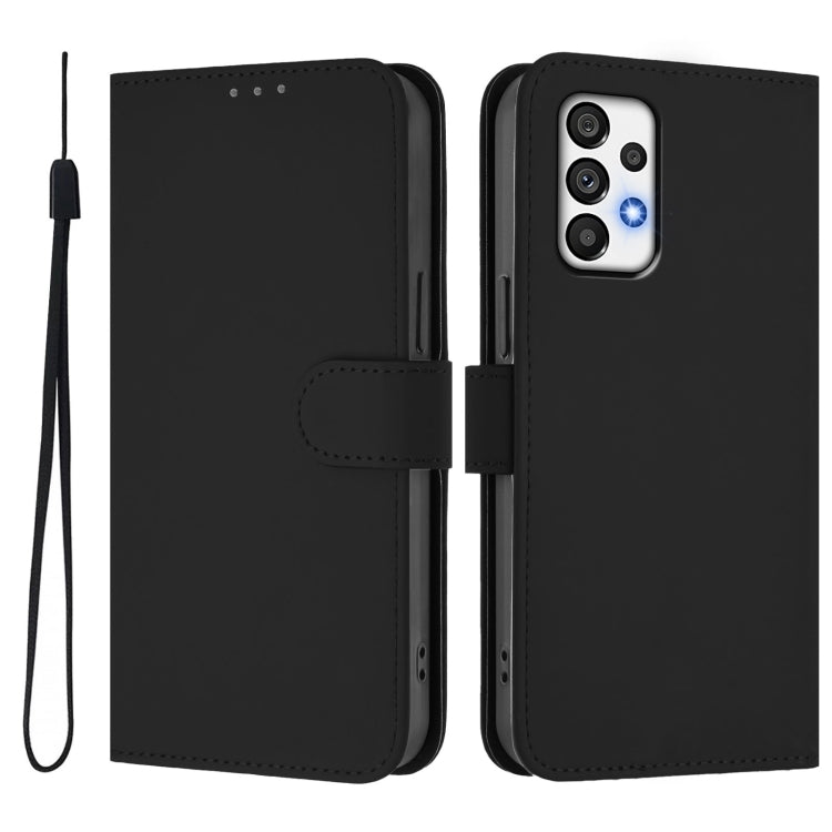 For Samsung Galaxy A72 5G / 4G Skin Feel Solid Color Leather Phone Case with Lanyard