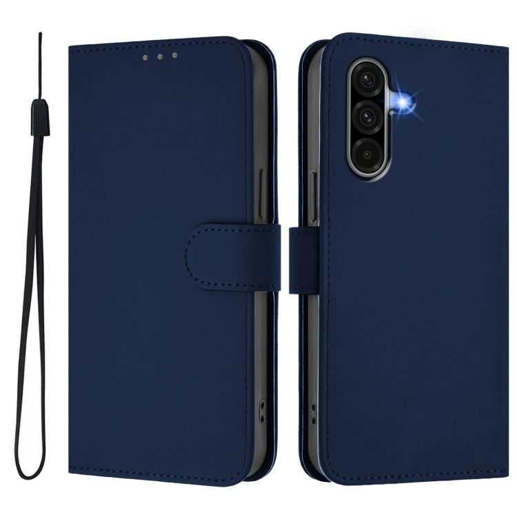 For Samsung Galaxy A36 5G Skin Feel Solid Color Leather Phone Case with Lanyard