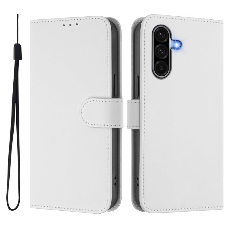 For Samsung Galaxy A36 5G Skin Feel Solid Color Leather Phone Case with Lanyard