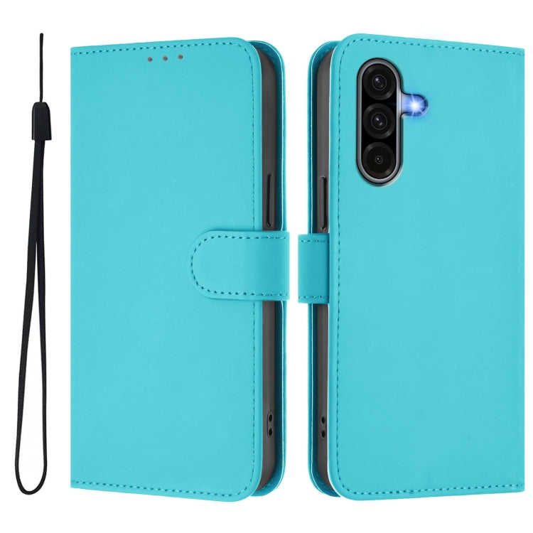 For Samsung Galaxy A36 5G Skin Feel Solid Color Leather Phone Case with Lanyard