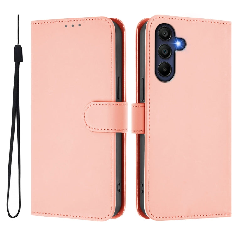 For Samsung Galaxy A26 5G Skin Feel Solid Color Leather Phone Case with Lanyard