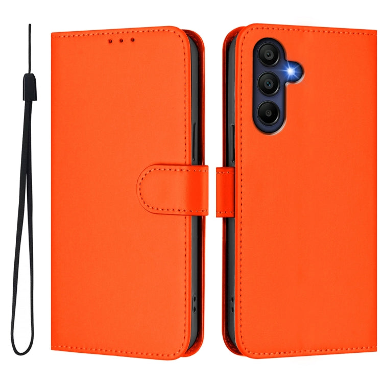 For Samsung Galaxy A26 5G Skin Feel Solid Color Leather Phone Case with Lanyard