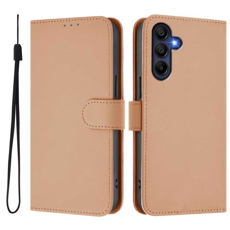 For Samsung Galaxy A26 5G Skin Feel Solid Color Leather Phone Case with Lanyard