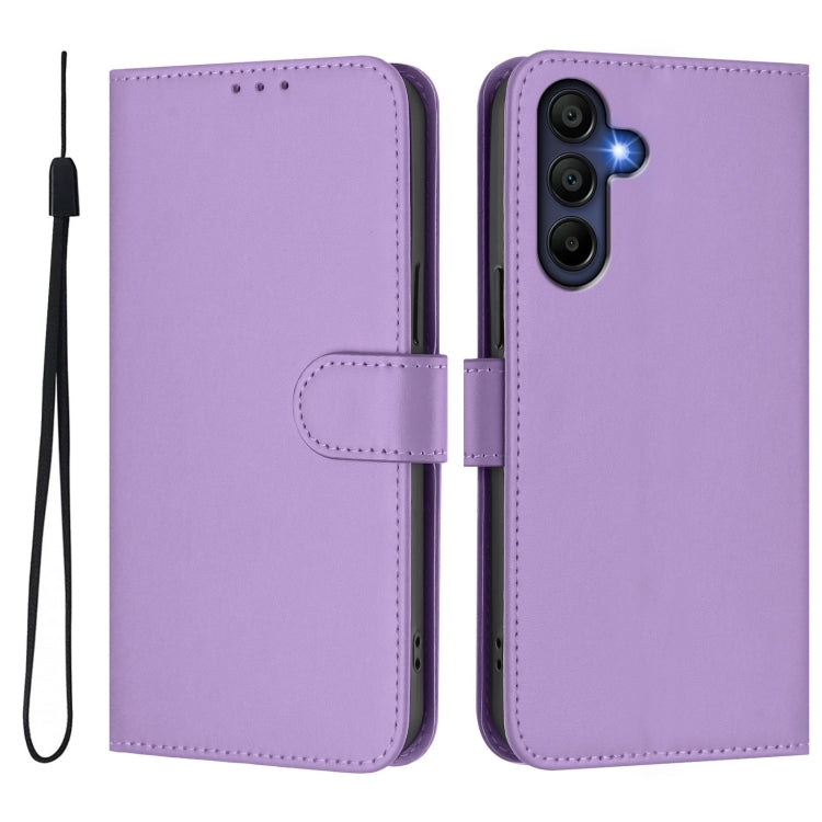For Samsung Galaxy A26 5G Skin Feel Solid Color Leather Phone Case with Lanyard