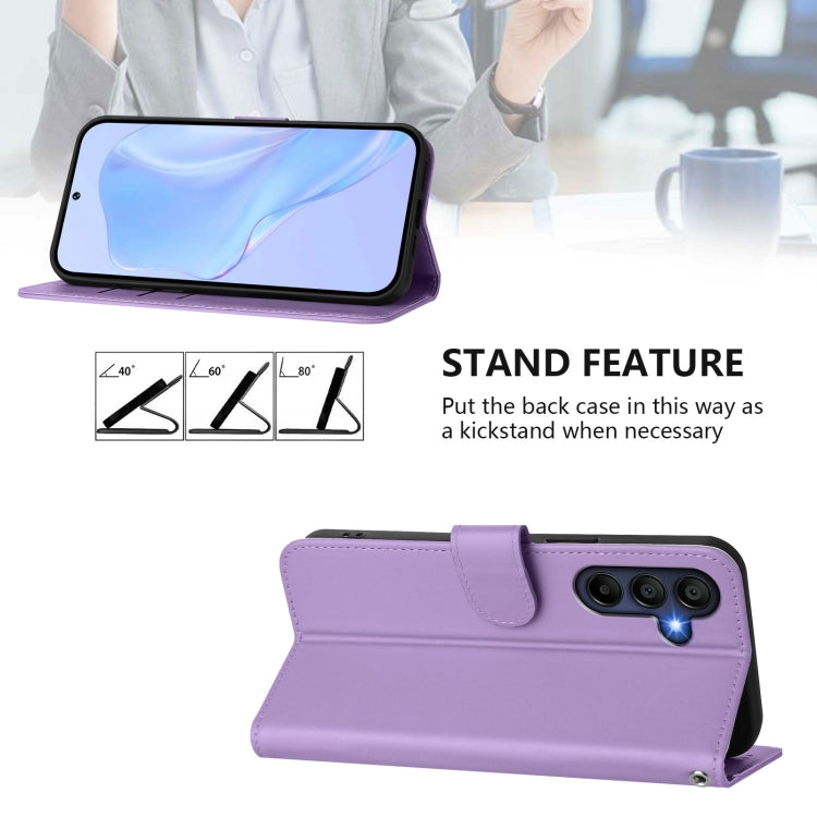 For Samsung Galaxy A26 5G Skin Feel Solid Color Leather Phone Case with Lanyard