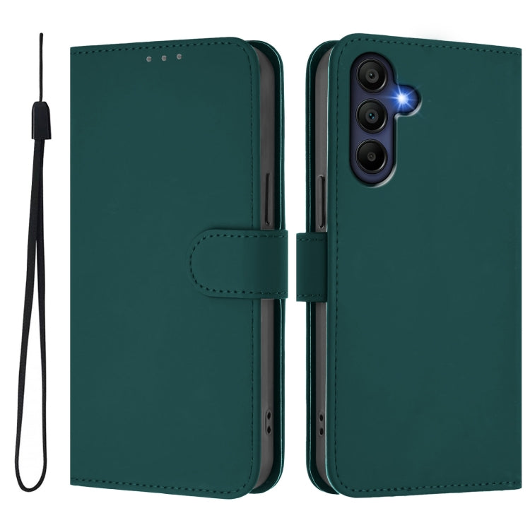 For Samsung Galaxy A26 5G Skin Feel Solid Color Leather Phone Case with Lanyard