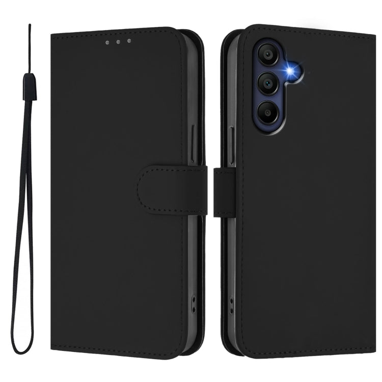 For Samsung Galaxy A26 5G Skin Feel Solid Color Leather Phone Case with Lanyard