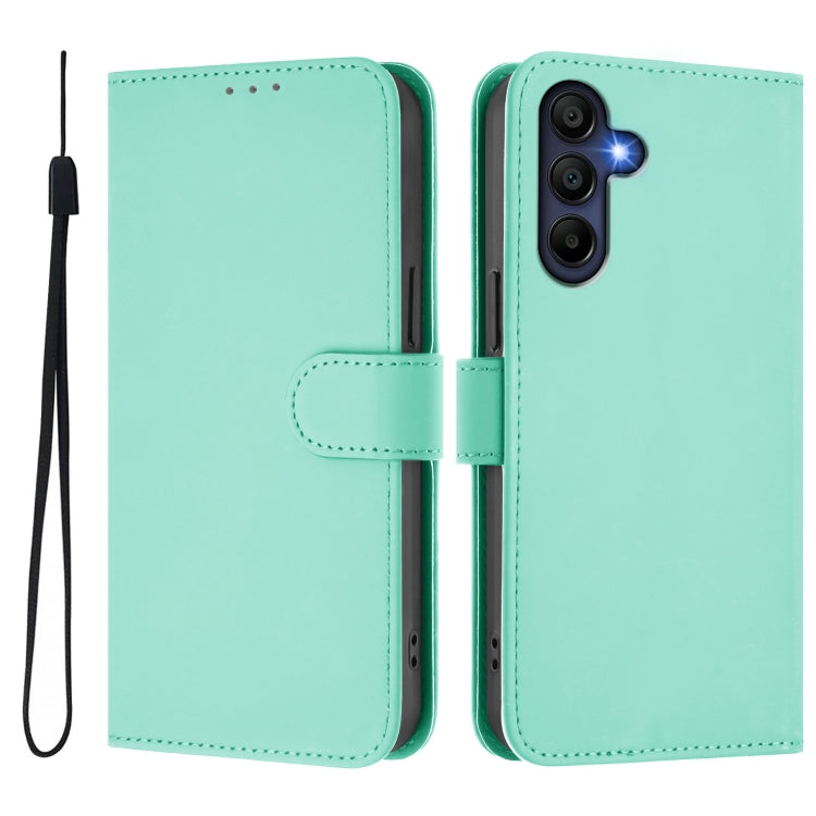 For Samsung Galaxy A26 5G Skin Feel Solid Color Leather Phone Case with Lanyard