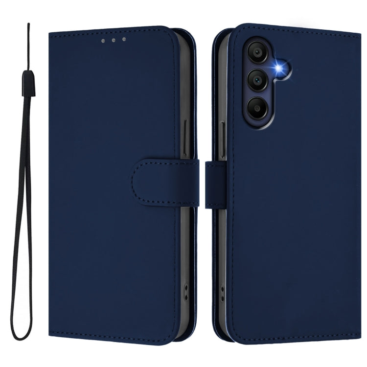 For Samsung Galaxy A26 5G Skin Feel Solid Color Leather Phone Case with Lanyard