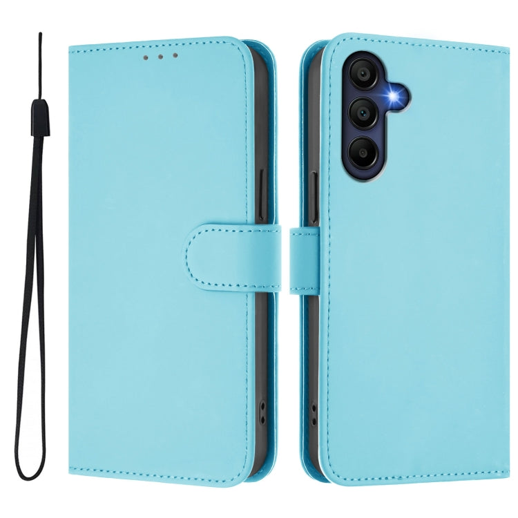 For Samsung Galaxy A26 5G Skin Feel Solid Color Leather Phone Case with Lanyard