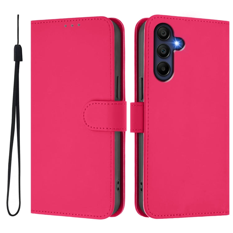 For Samsung Galaxy A26 5G Skin Feel Solid Color Leather Phone Case with Lanyard