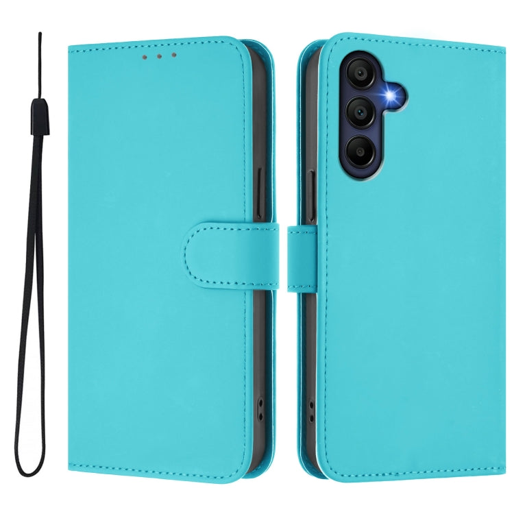 For Samsung Galaxy A26 5G Skin Feel Solid Color Leather Phone Case with Lanyard