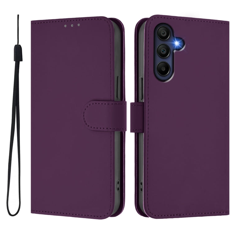 For Samsung Galaxy A26 5G Skin Feel Solid Color Leather Phone Case with Lanyard
