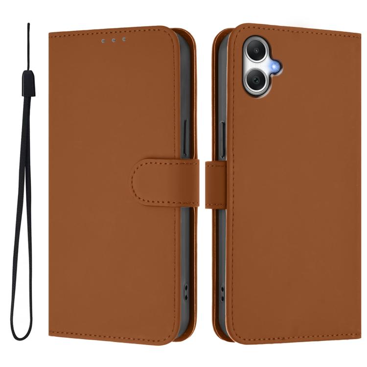 For Samsung Galaxy A06 4G / A06 5G Skin Feel Solid Color Leather Phone Case with Lanyard