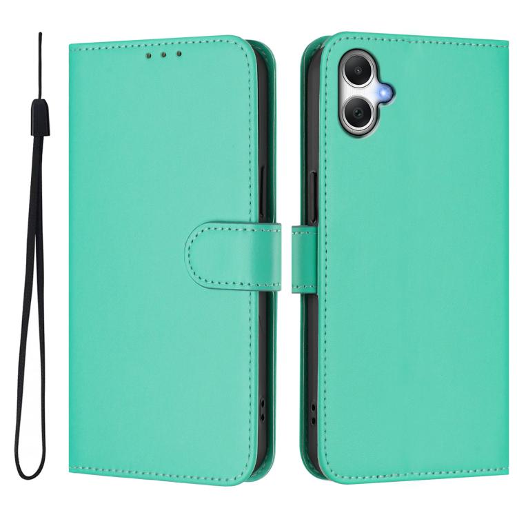 For Samsung Galaxy A06 4G / A06 5G Skin Feel Solid Color Leather Phone Case with Lanyard