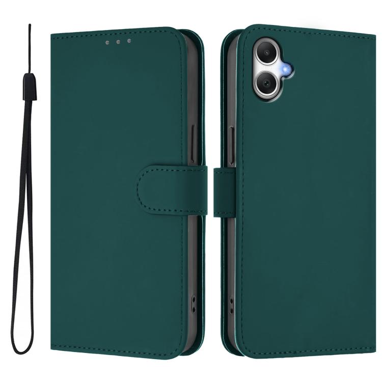 For Samsung Galaxy A06 4G / A06 5G Skin Feel Solid Color Leather Phone Case with Lanyard