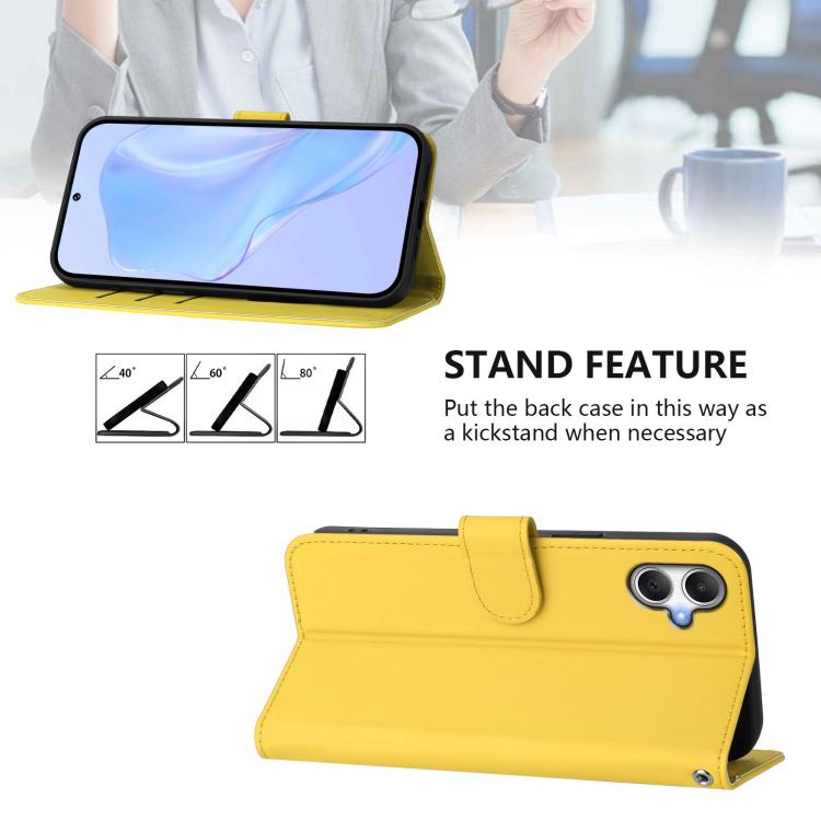 For Samsung Galaxy A06 4G / A06 5G Skin Feel Solid Color Leather Phone Case with Lanyard