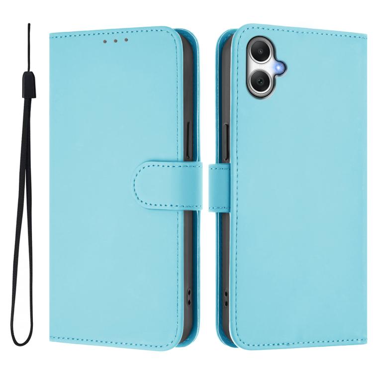For Samsung Galaxy A06 4G / A06 5G Skin Feel Solid Color Leather Phone Case with Lanyard