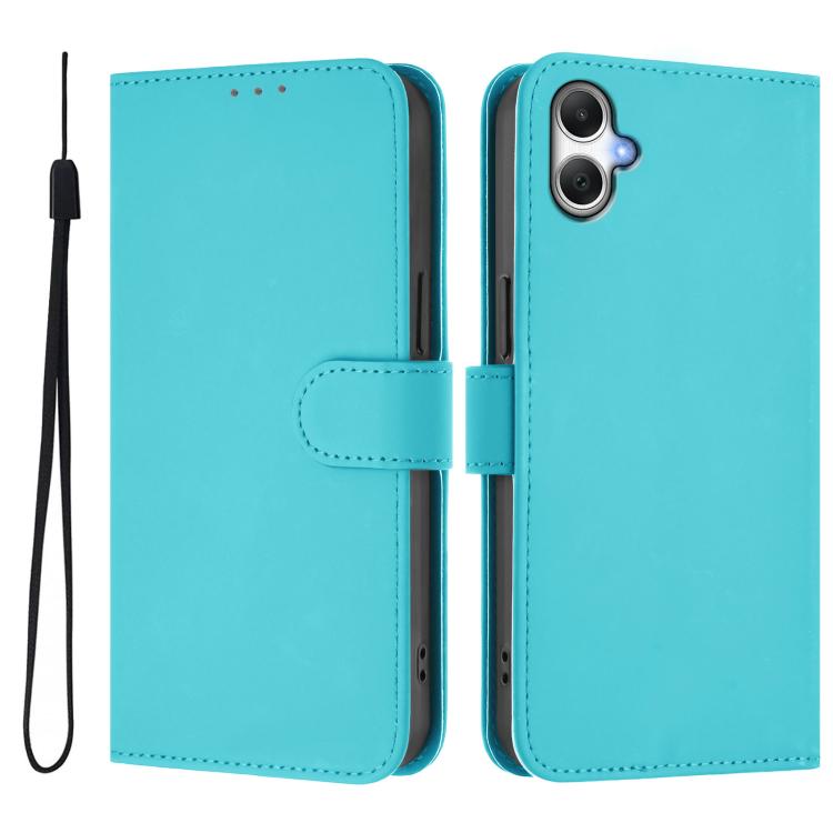 For Samsung Galaxy A06 4G / A06 5G Skin Feel Solid Color Leather Phone Case with Lanyard