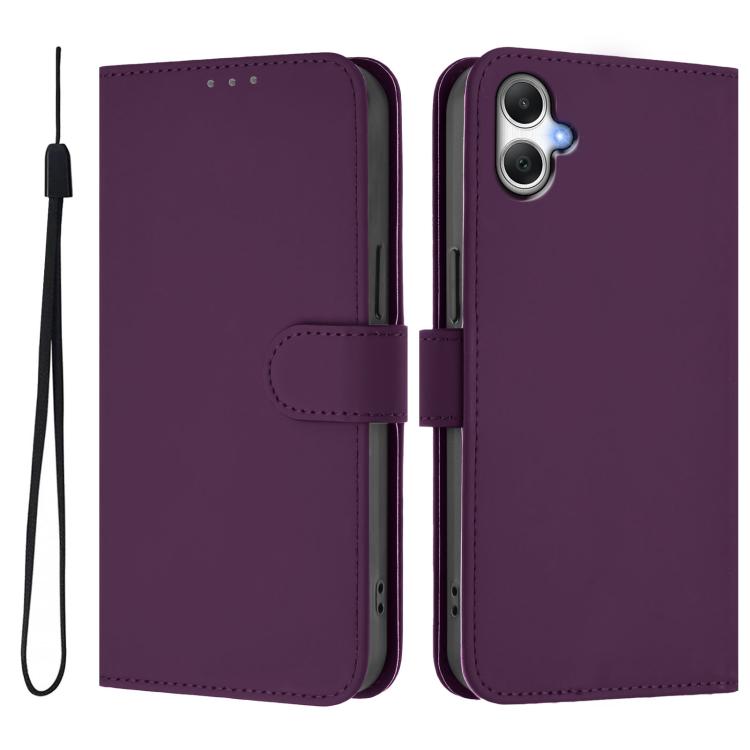 For Samsung Galaxy A06 4G / A06 5G Skin Feel Solid Color Leather Phone Case with Lanyard