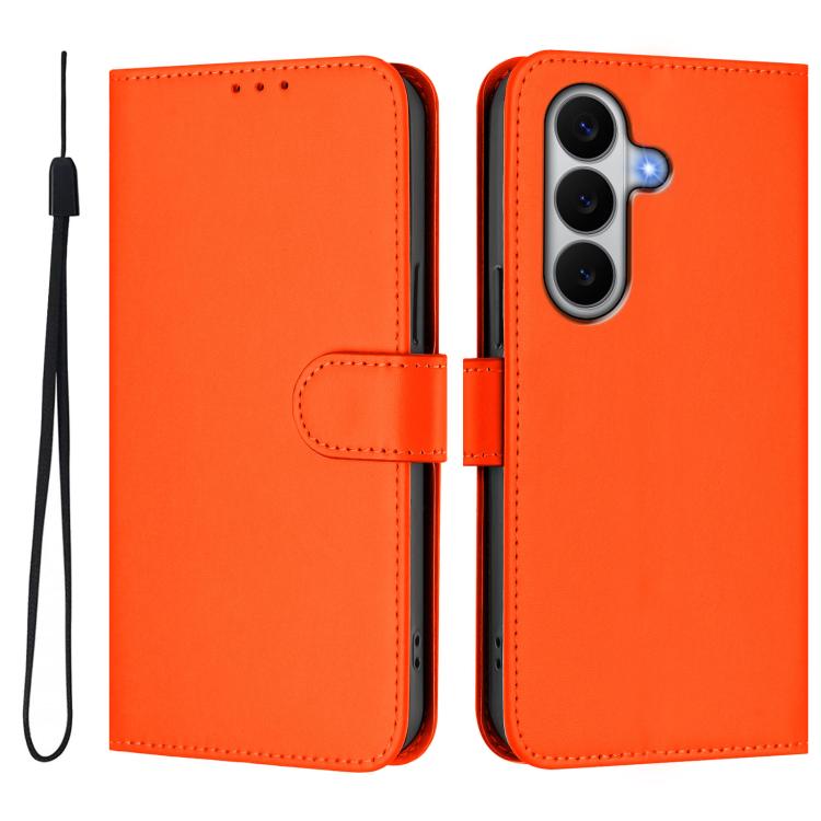For Galaxy A27 5G Skin Feel Solid Color Leather Phone Case with Lanyard