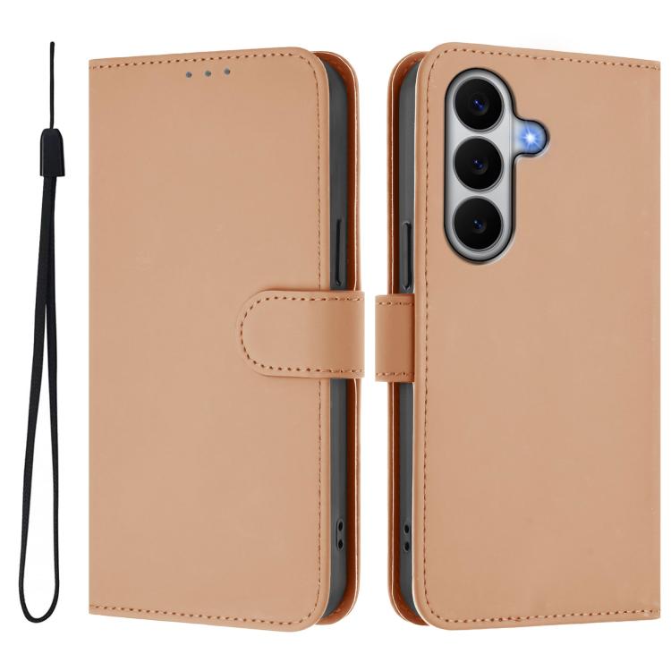 For Galaxy A27 5G Skin Feel Solid Color Leather Phone Case with Lanyard