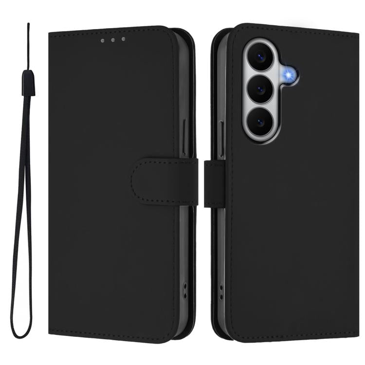 For Galaxy A27 5G Skin Feel Solid Color Leather Phone Case with Lanyard