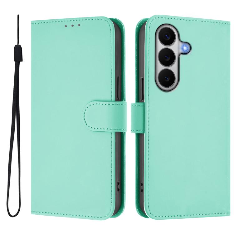 For Galaxy A27 5G Skin Feel Solid Color Leather Phone Case with Lanyard