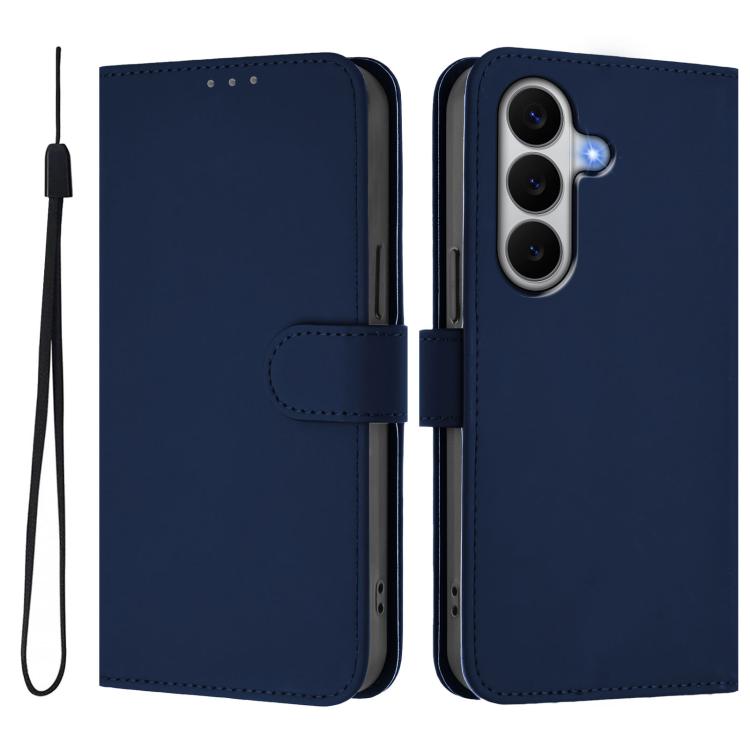 For Galaxy A27 5G Skin Feel Solid Color Leather Phone Case with Lanyard