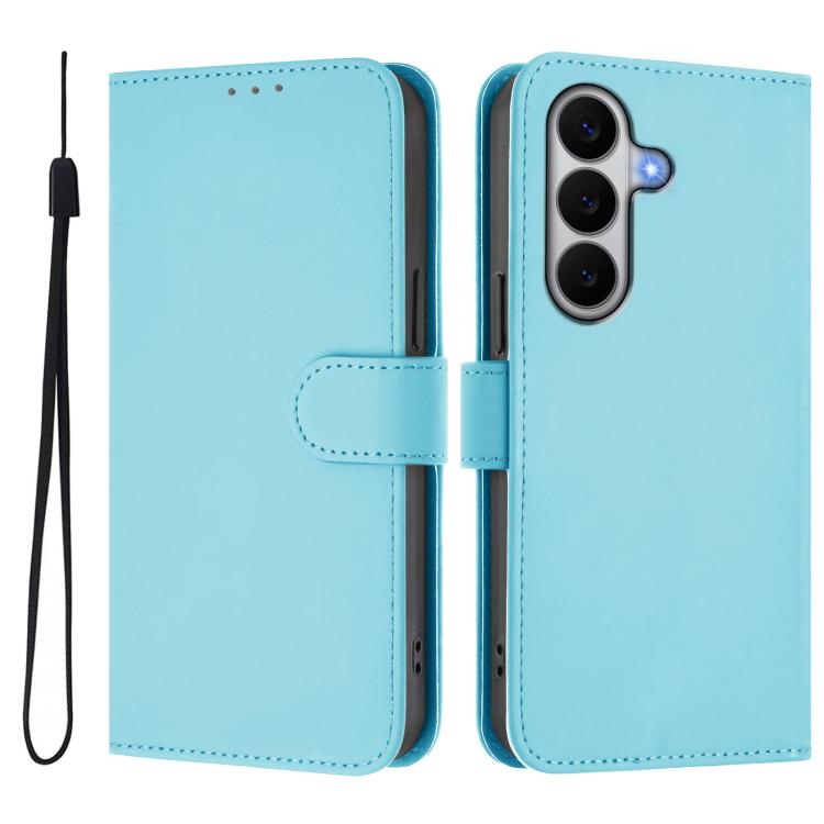 For Galaxy A27 5G Skin Feel Solid Color Leather Phone Case with Lanyard