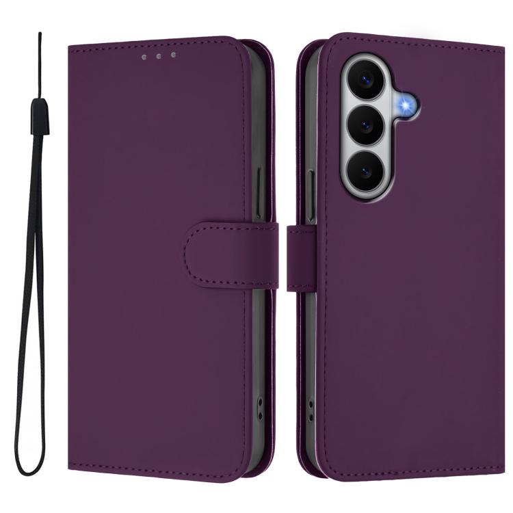 For Galaxy A27 5G Skin Feel Solid Color Leather Phone Case with Lanyard