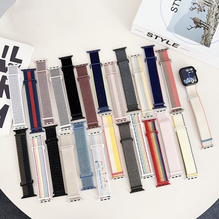 For Apple Watch 46mm / 49mm / 45mm / 44mm Dual Hook and Loop Fastener Nylon Watch Band