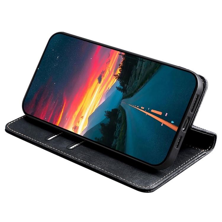 For iPhone 17 Pro RFID Anti-theft Brush Magnetic Leather Phone Case