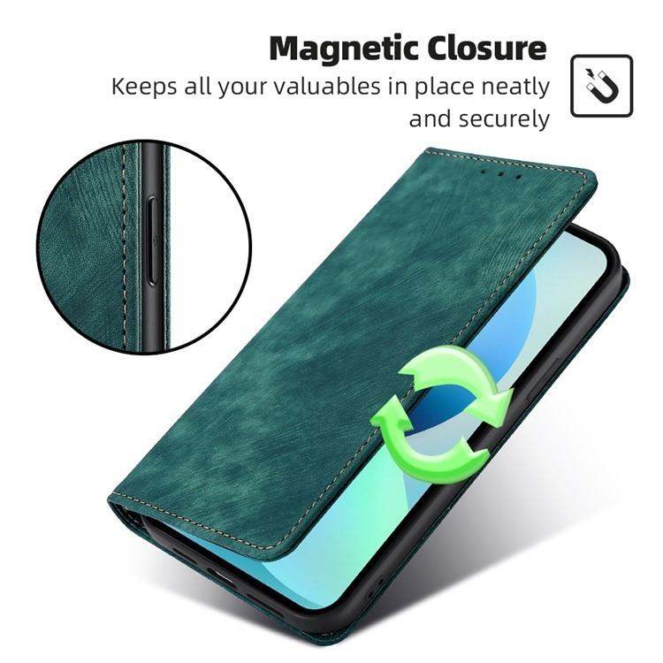 For iPhone 17 Pro RFID Anti-theft Brush Magnetic Leather Phone Case