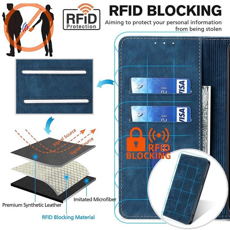 For iPhone 17 Pro Max RFID Anti-theft Brush Magnetic Leather Phone Case