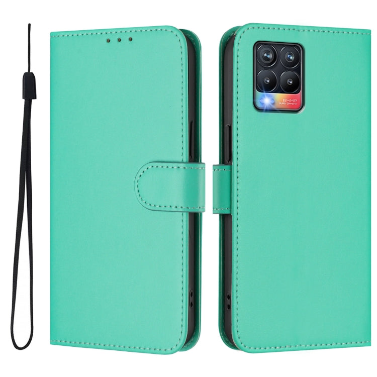 For Realme 8 4G / 8 Pro 4G Skin Feel Solid Color Leather Phone Case with Lanyard