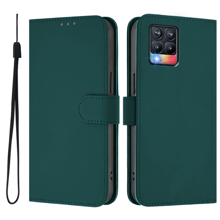For Realme 8 4G / 8 Pro 4G Skin Feel Solid Color Leather Phone Case with Lanyard