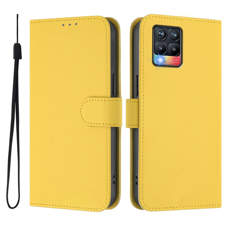 For Realme 8 4G / 8 Pro 4G Skin Feel Solid Color Leather Phone Case with Lanyard