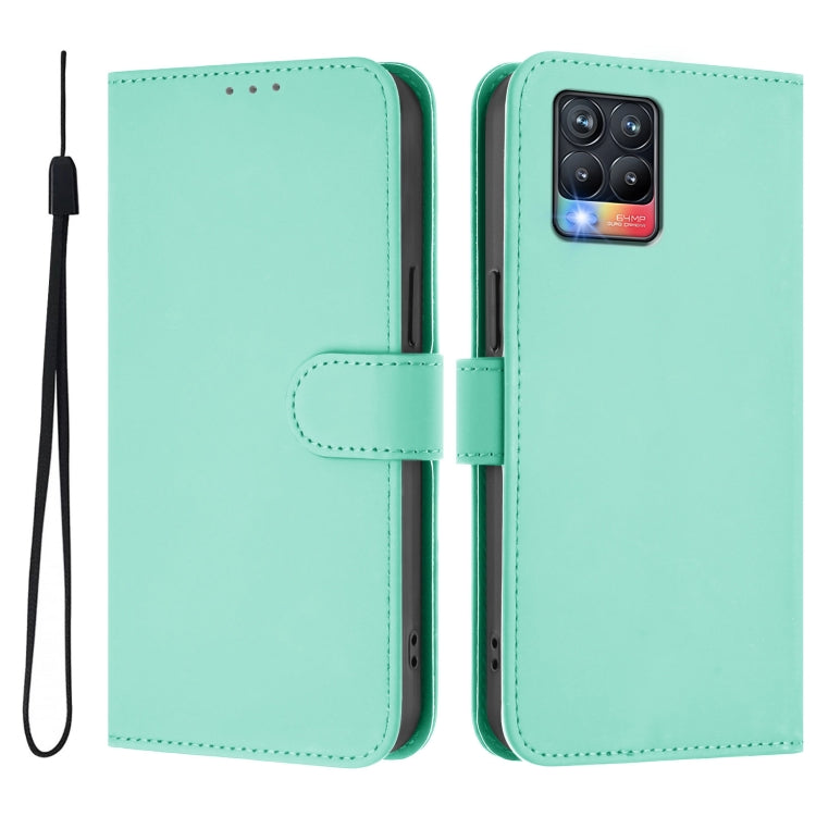 For Realme 8 4G / 8 Pro 4G Skin Feel Solid Color Leather Phone Case with Lanyard