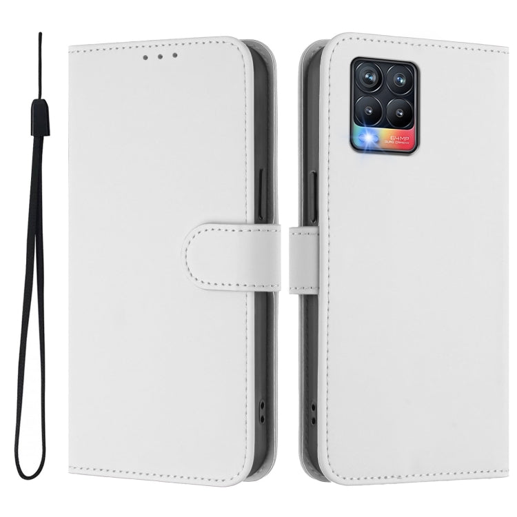 For Realme 8 4G / 8 Pro 4G Skin Feel Solid Color Leather Phone Case with Lanyard