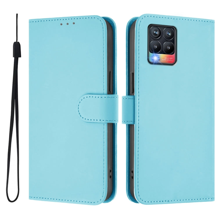 For Realme 8 4G / 8 Pro 4G Skin Feel Solid Color Leather Phone Case with Lanyard