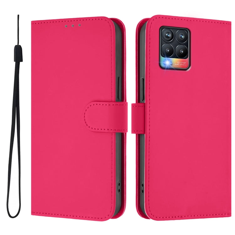 For Realme 8 4G / 8 Pro 4G Skin Feel Solid Color Leather Phone Case with Lanyard