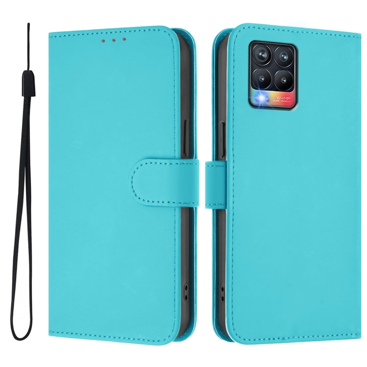 For Realme 8 4G / 8 Pro 4G Skin Feel Solid Color Leather Phone Case with Lanyard