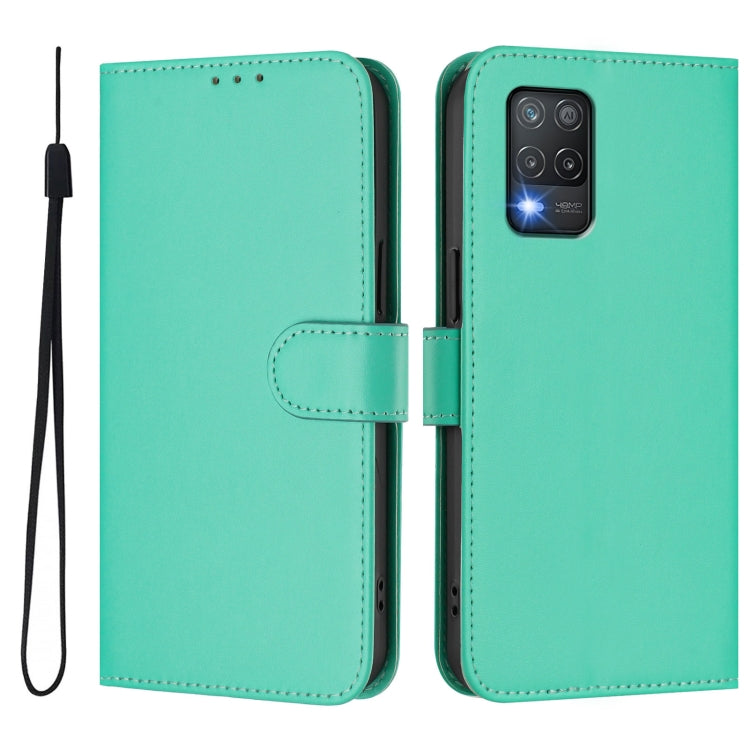 For Realme 8 5G / 8 5G India Skin Feel Solid Color Leather Phone Case with Lanyard