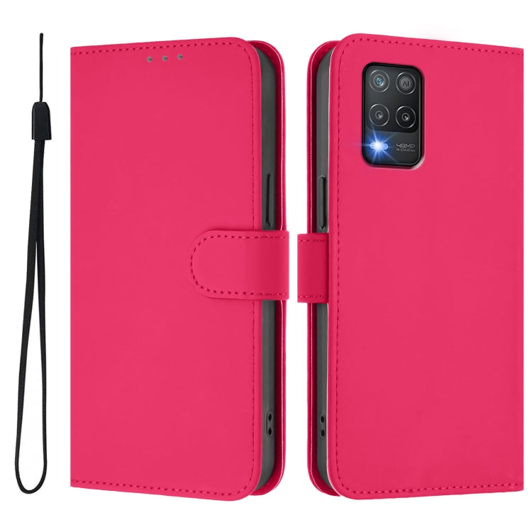 For Realme 8 5G / 8 5G India Skin Feel Solid Color Leather Phone Case with Lanyard