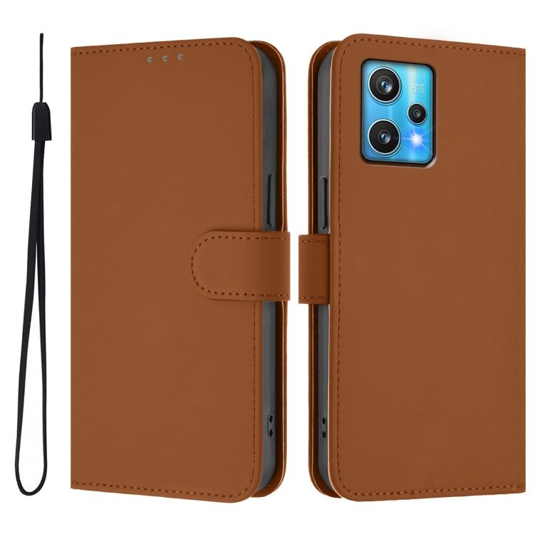 For Realme 9 Pro+ 5G / 9 4G Global Skin Feel Solid Color Leather Phone Case with Lanyard