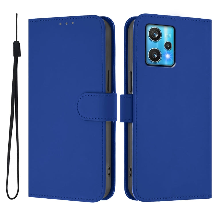 For Realme 9 Pro+ 5G / 9 4G Global Skin Feel Solid Color Leather Phone Case with Lanyard